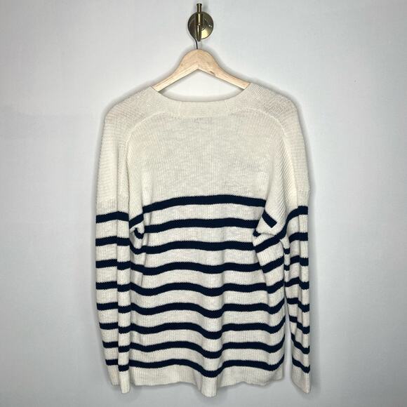 Madewell Navy Stripe Cardigan Button Front Knit Sweater - Picture 2 of 5